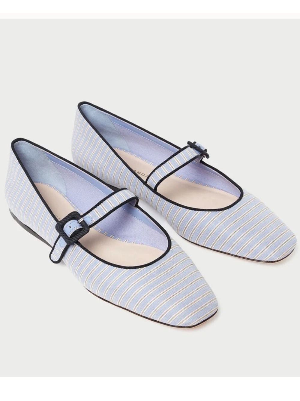 Loeffler Randall Light Blue Striped Mary Jane Flats